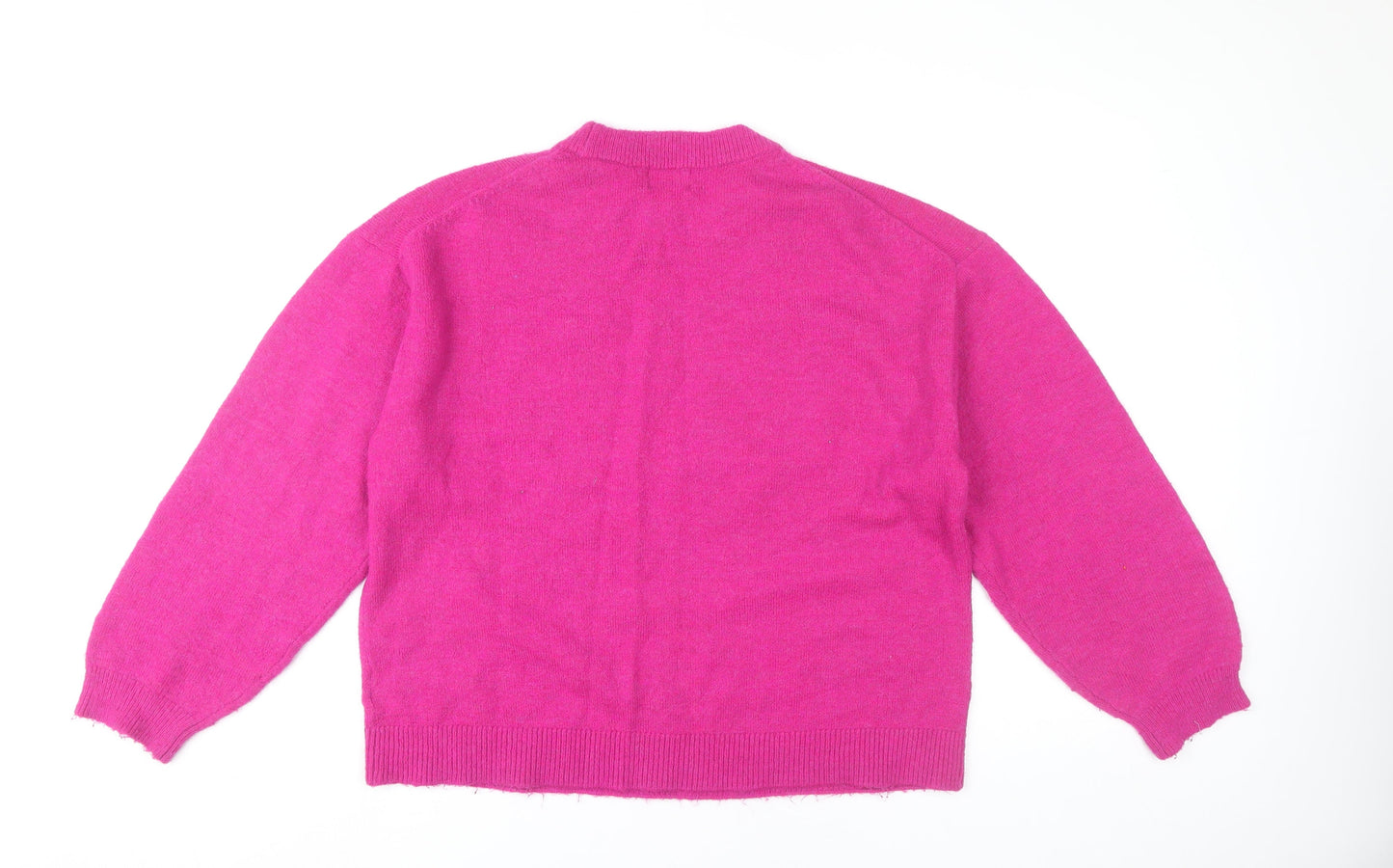H&M Women’s Pink Beaded Crew Neck Pullover Jumper Size 12