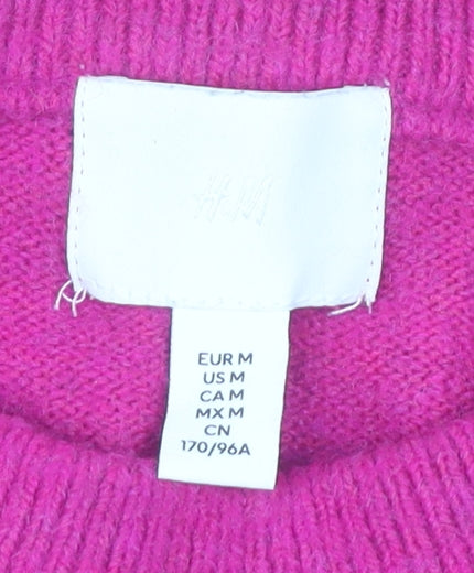 H&M Women’s Pink Beaded Crew Neck Pullover Jumper Size 12