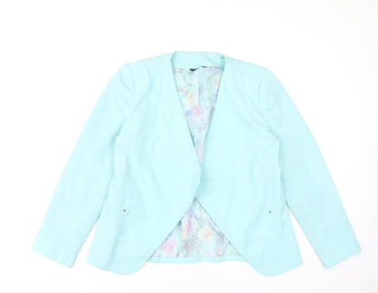 M&Co Women’s Blue Open Front Blazer Jacket Size 12