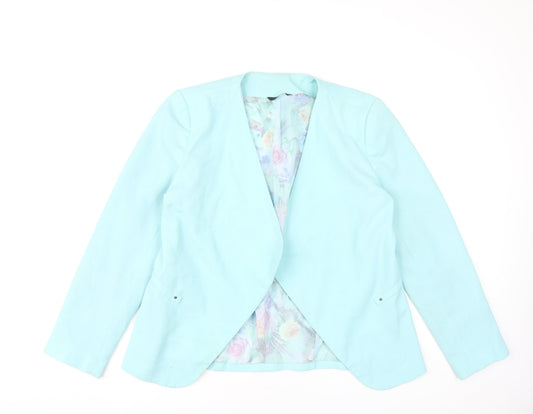M&Co Women’s Blue Open Front Blazer Jacket Size 12