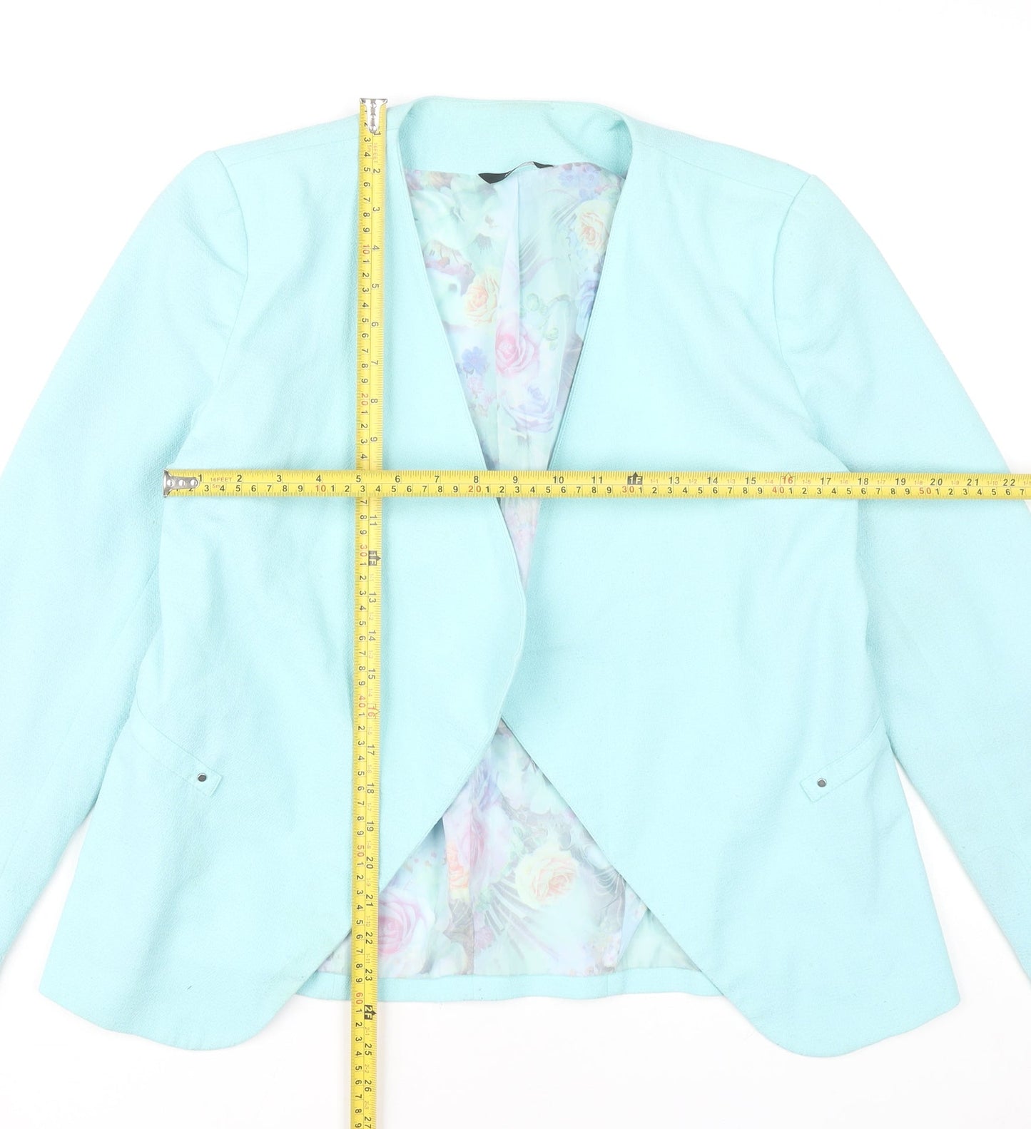 M&Co Women’s Blue Open Front Blazer Jacket Size 12