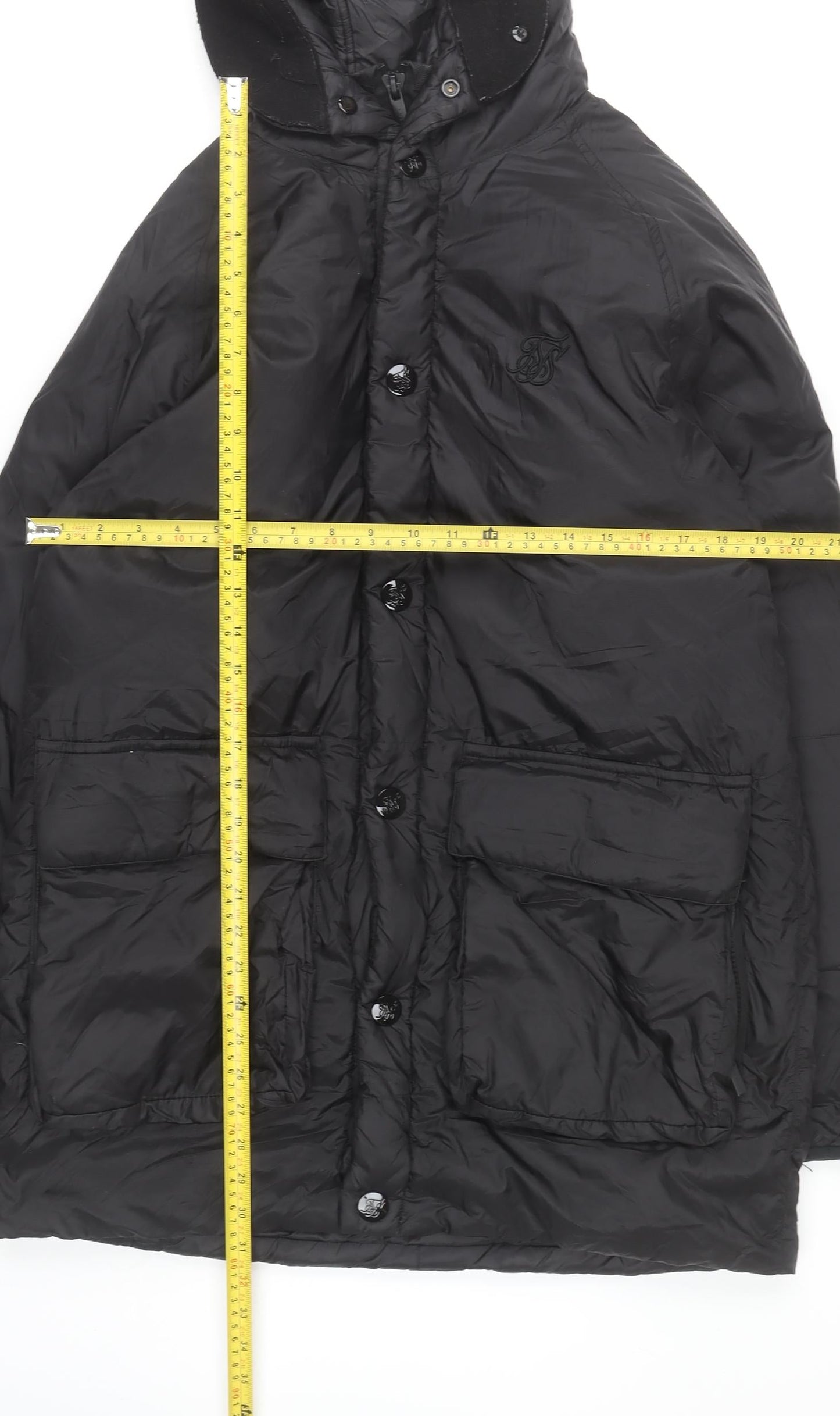 Mens UK Size M SikSilk Black Puffer Jacket