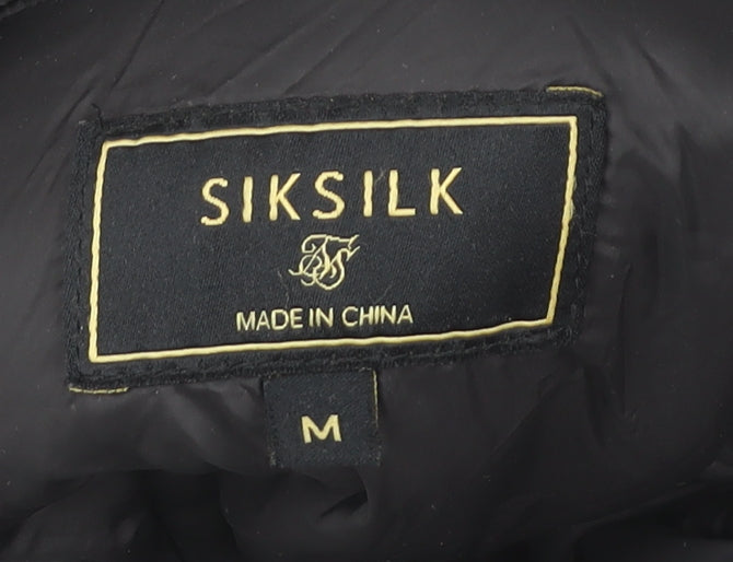 Mens UK Size M SikSilk Black Puffer Jacket