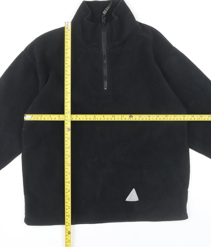 Result Womens Black Fleece Sweatshirt M 8/10 1/4 Zip Pullover