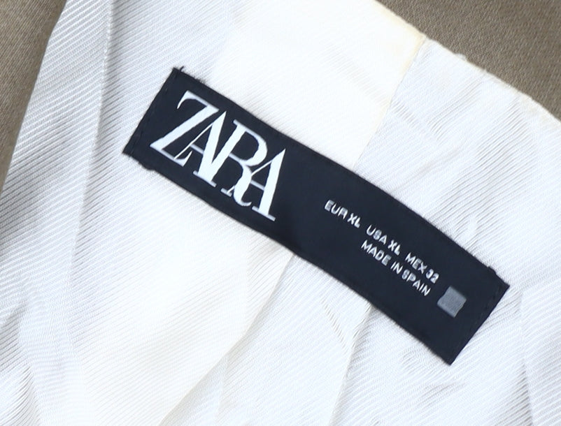 Zara Women Brown Regular Fit Blazer Jacket Size XL Single-Breasted