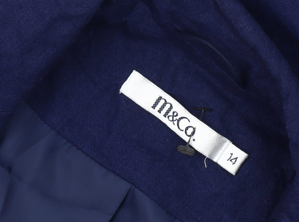 M&Co Women Blue Linen Blend Blazer Jacket Size 14 Regular