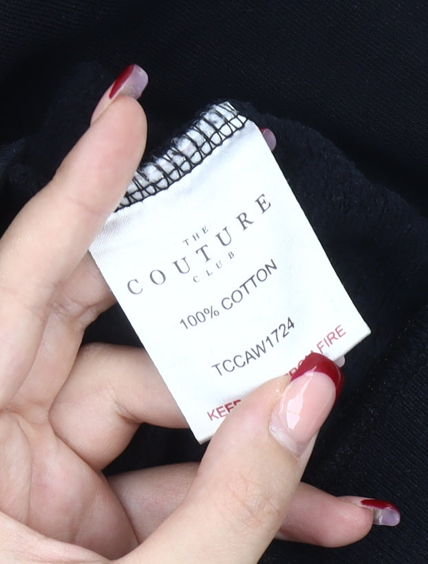 The Couture Club Mens Black Pullover Hoodie Size M Embroidered Logo