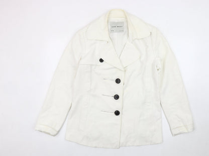 Zara Basic Women’s White Pea Coat Size 14 Cotton Blend Workwear