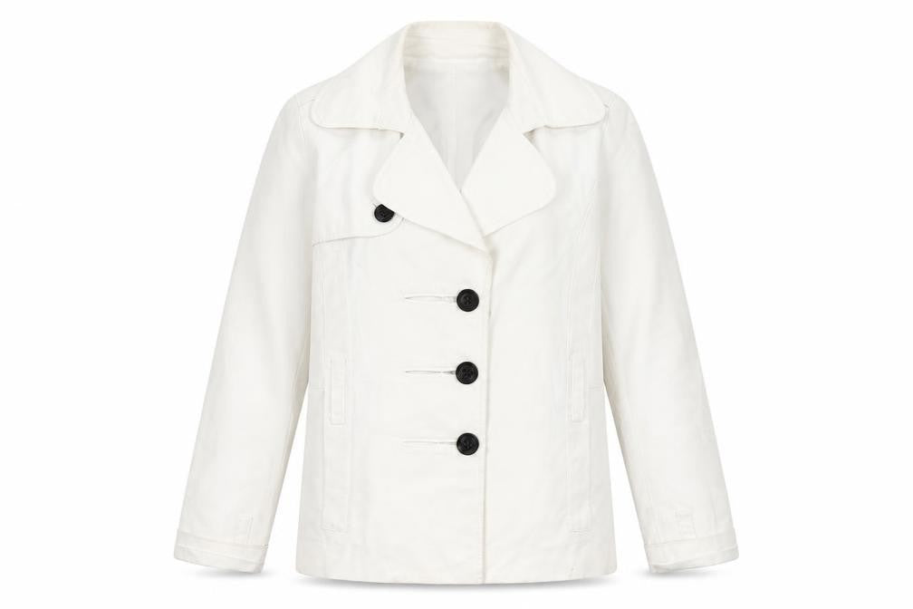 Zara Basic Women’s White Pea Coat Size 14 Cotton Blend Workwear
