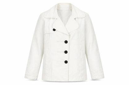 Zara Basic Women’s White Pea Coat Size 14 Cotton Blend Workwear