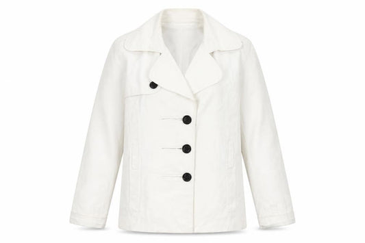 Zara Basic Women’s White Pea Coat Size 14 Cotton Blend Workwear