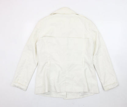 Zara Basic Women’s White Pea Coat Size 14 Cotton Blend Workwear