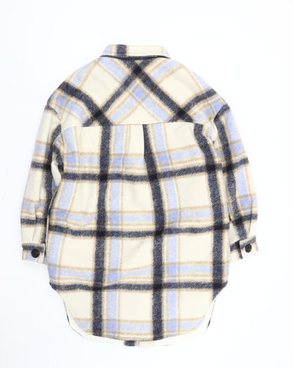 Primark Women’s Beige Blue Check Shacket Jacket Size 10/12