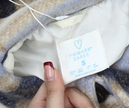 Primark Women’s Beige Blue Check Shacket Jacket Size 10/12