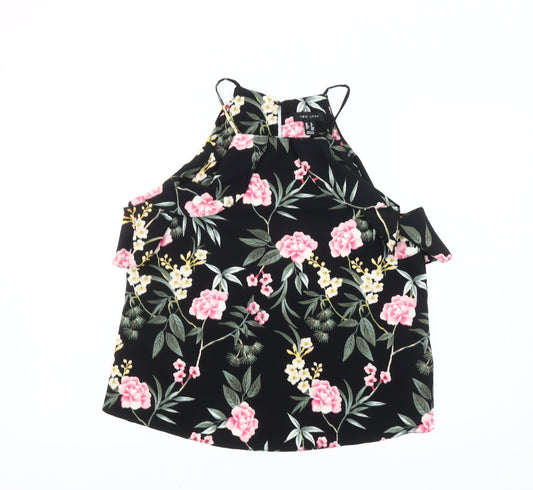 New Look Womens Black Floral Halter Camisole Top Size 12