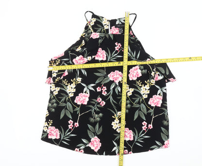 New Look Womens Black Floral Halter Camisole Top Size 12