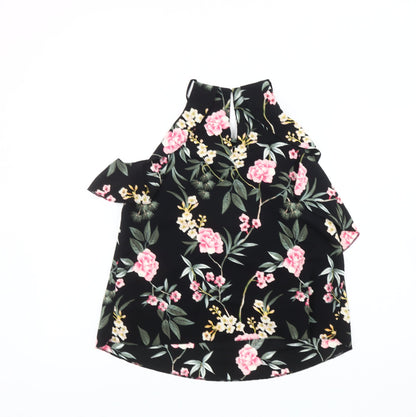 New Look Womens Black Floral Halter Camisole Top Size 12