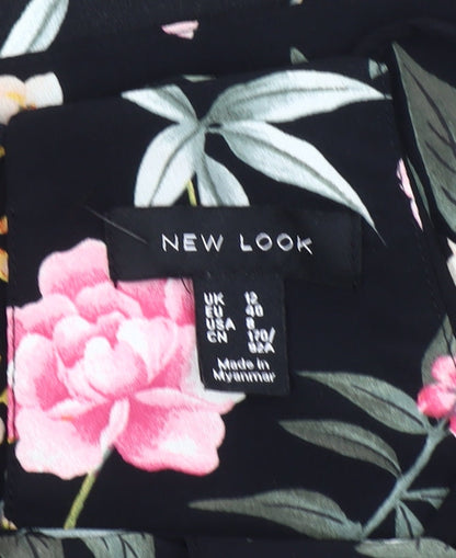 New Look Womens Black Floral Halter Camisole Top Size 12