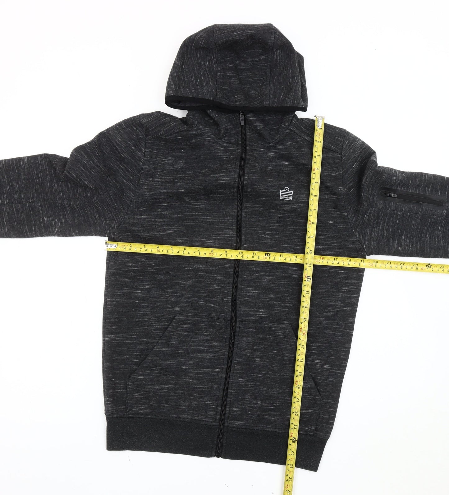 Admiral Mens Black Full Zip Hoodie Size S Regular Fit Gym Training