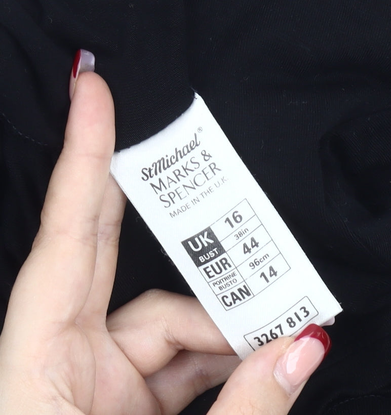 Marks & Spencer Women's Black Long Sleeve Bodysuit Size 16