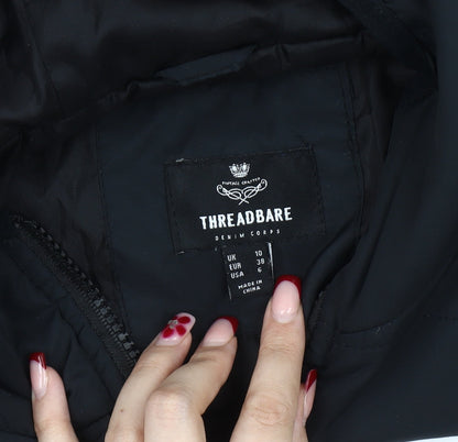 Womens UK Size 10 Threadbare Black Puffer Jacket