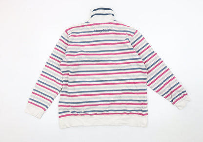 Hazy Blue Womens Striped Cotton Sweatshirt M 1/2 Zip Multicoloured