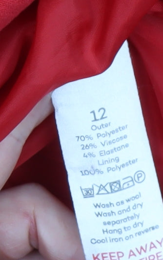 Womens UK Size 12 Bonmarché Red Overcoat