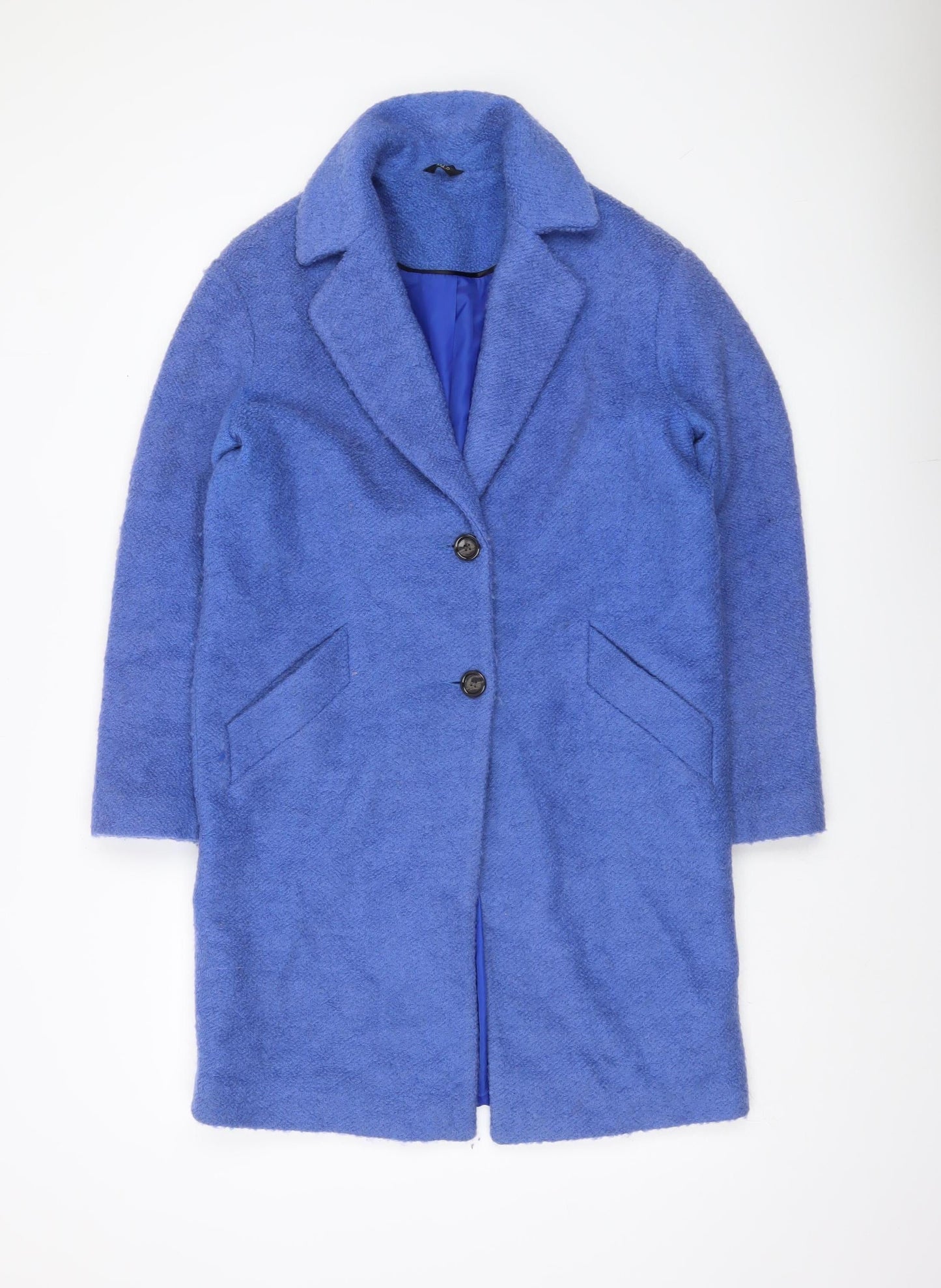 M&Co Women’s Blue Wool Blend Mid-Length Overcoat Size 10