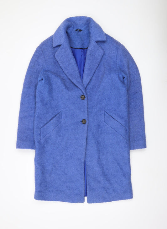 M&Co Women’s Blue Wool Blend Mid-Length Overcoat Size 10