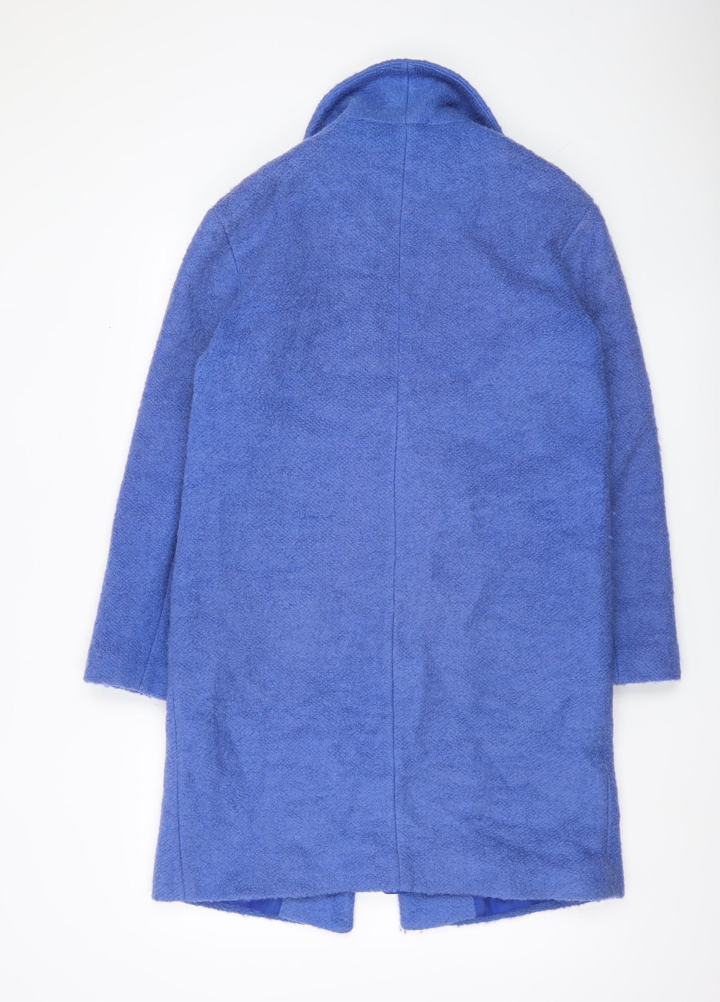 M&Co Women’s Blue Wool Blend Mid-Length Overcoat Size 10