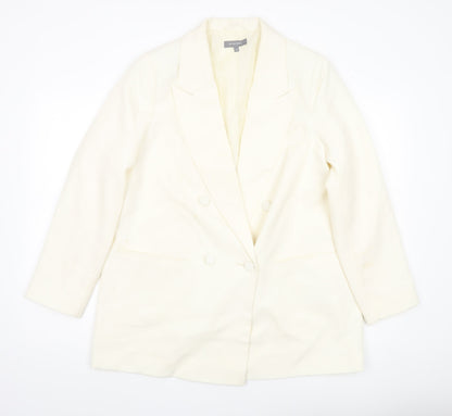 Principles Women Ivory Size 14 Double-Breasted Blazer Jacket
