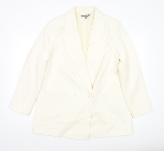 Principles Women Ivory Size 14 Double-Breasted Blazer Jacket