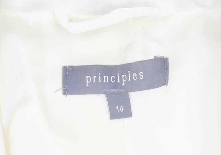 Principles Women Ivory Size 14 Double-Breasted Blazer Jacket