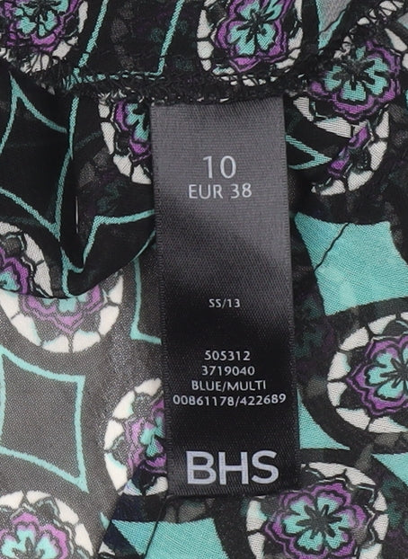 Womens UK Size 10 BHS Multicoloured Tunic Blouse