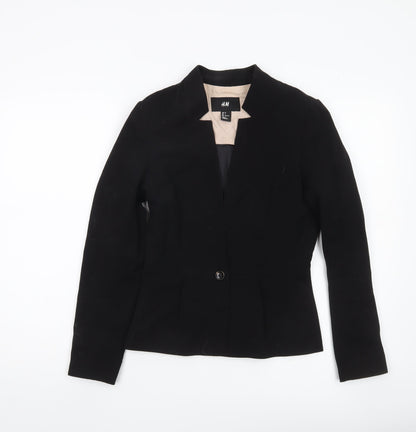 H&M Women's Black Tailored Blazer Size 6 One Button Jacket
