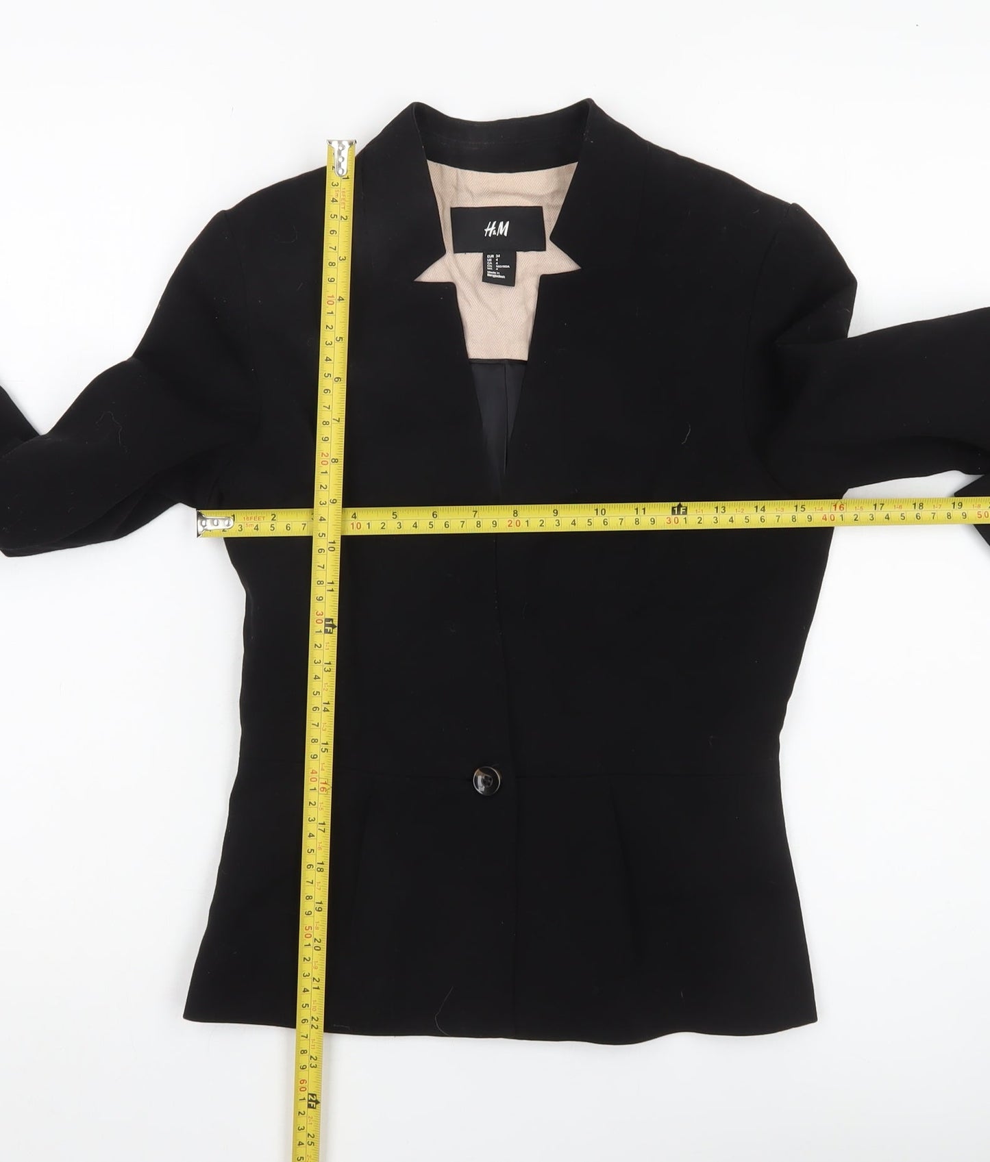 H&M Women's Black Tailored Blazer Size 6 One Button Jacket