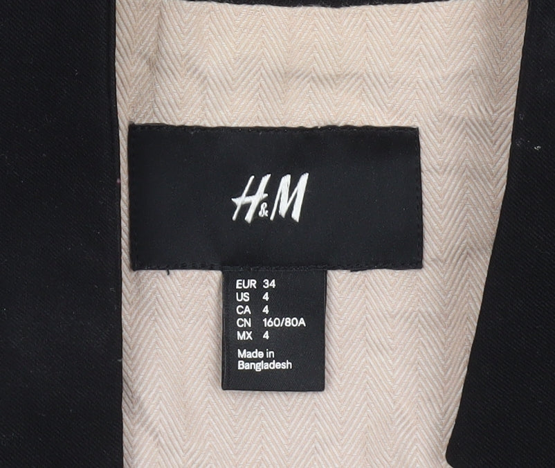 H&M Women's Black Tailored Blazer Size 6 One Button Jacket