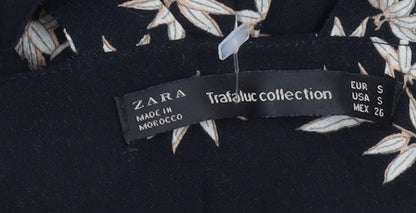 Zara Women Black Floral Wide-Leg Sleeveless Jumpsuit Size 8