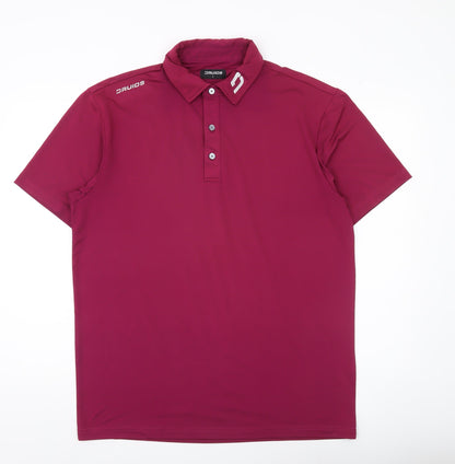 Druids Mens Red Polo Shirt L Short Sleeve Golf Sportswear