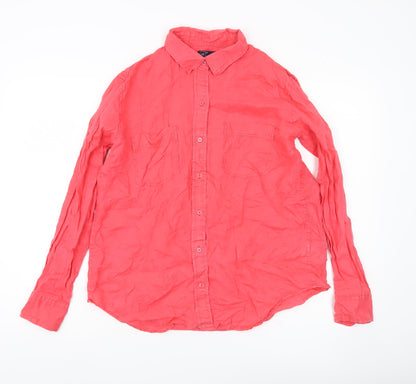 GAP Womens Pink Linen Button-Up Shirt Long Sleeve Size M