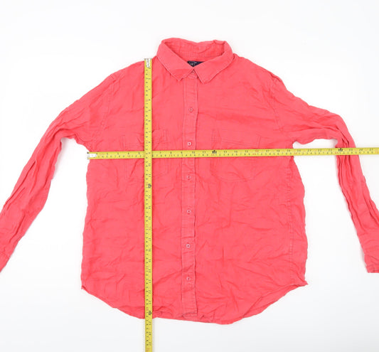 GAP Womens Pink Linen Button-Up Shirt Long Sleeve Size M