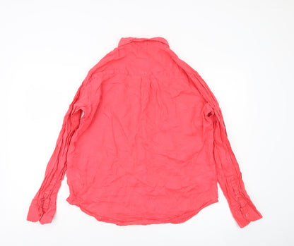 GAP Womens Pink Linen Button-Up Shirt Long Sleeve Size M