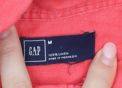 GAP Womens Pink Linen Button-Up Shirt Long Sleeve Size M