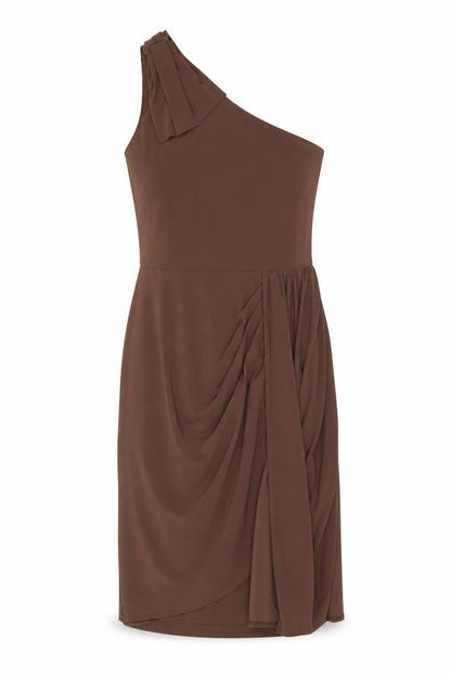 Oasis Women’s Brown One Shoulder Knee Length Sheath Dress Size M
