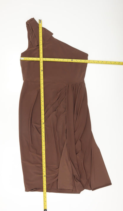 Oasis Women’s Brown One Shoulder Knee Length Sheath Dress Size M