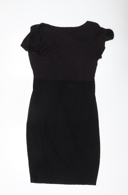 Monsoon Women Black Polka Dot Sheath Dress Size 14 Business Casual