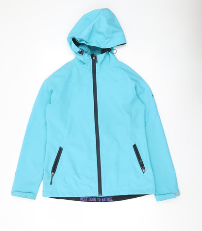 McKINLEY Womens Blue Softshell Jacket Size 14 Hooded Waterproof