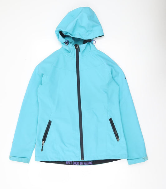 McKINLEY Womens Blue Softshell Jacket Size 14 Hooded Waterproof