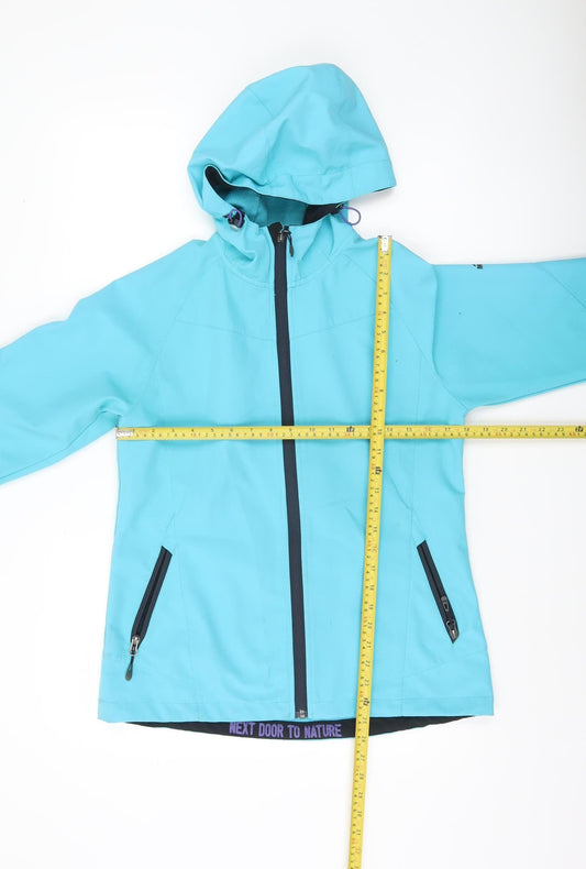 McKINLEY Womens Blue Softshell Jacket Size 14 Hooded Waterproof