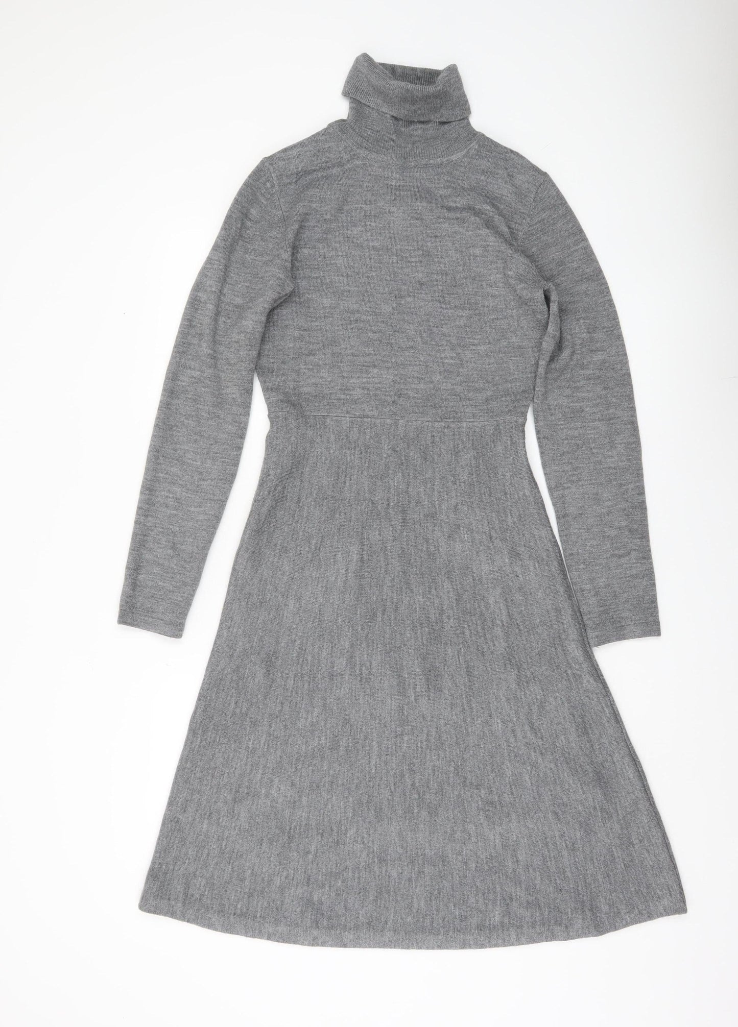 French Connection Women’s Grey A-Line Knit Dress Size S Roll Neck